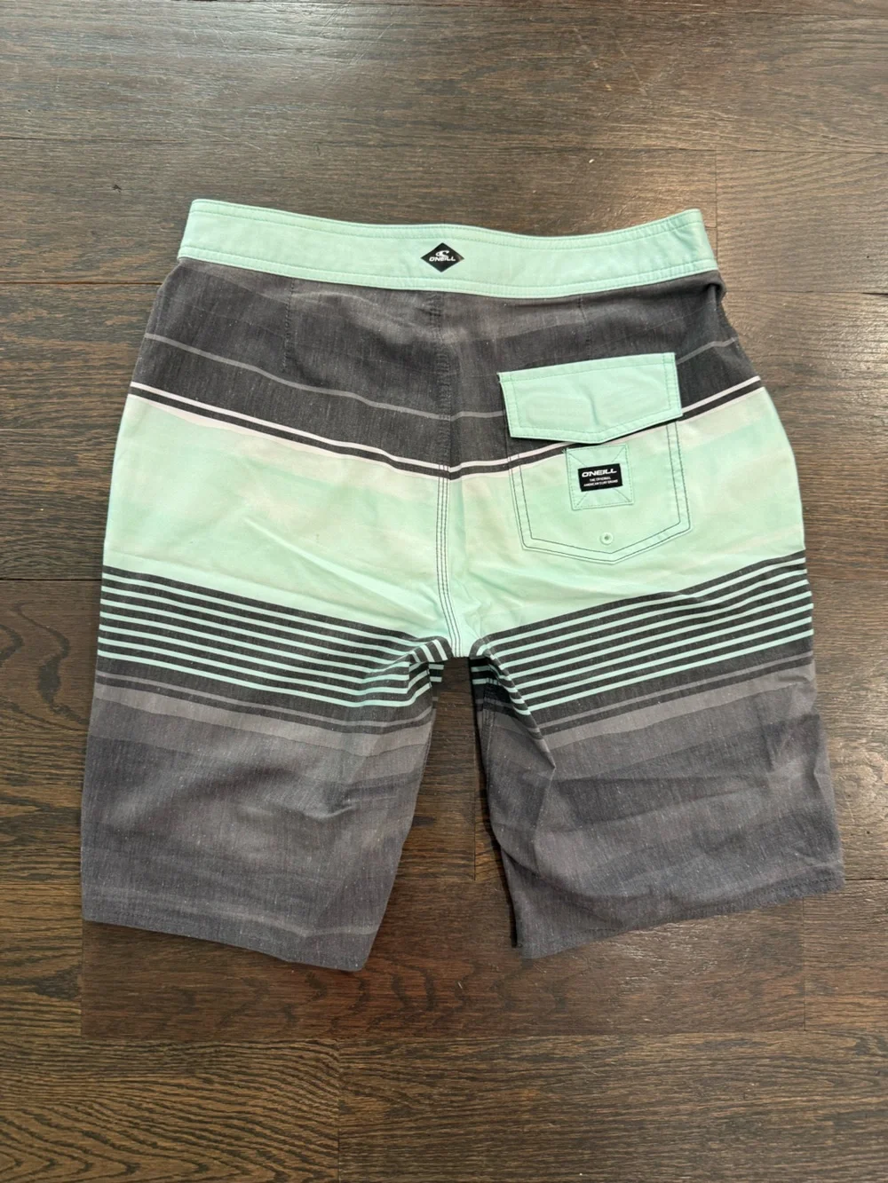 O'Neill Men's Mint and Charcoal Striped Boardshorts